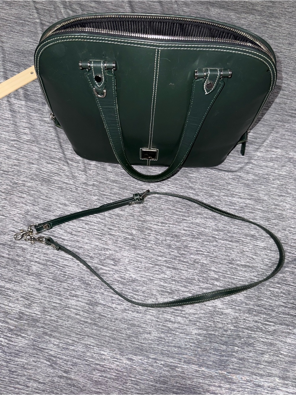 Dooney & Bourke Dark Green Leather Bintage Dome Satchel EUC - Picture 11 of 16